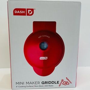 Dash Mini Maker Electric Round Griddle for Individual Pancakes RED BNIB